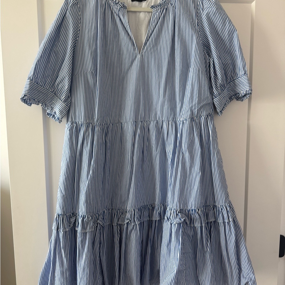 J. Crew Blue and White Striped Mini Dress